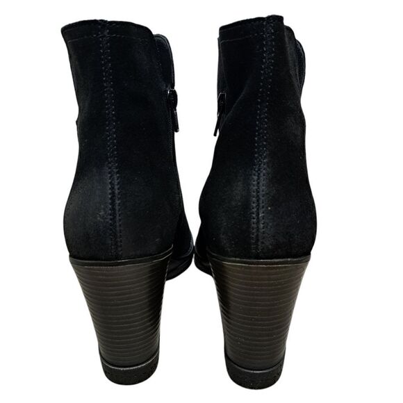 Kenneth Cole Reaction Dot-Ation Leather Suede Wedge Ankle Bootie Sz 11 Black - Picture 15 of 16